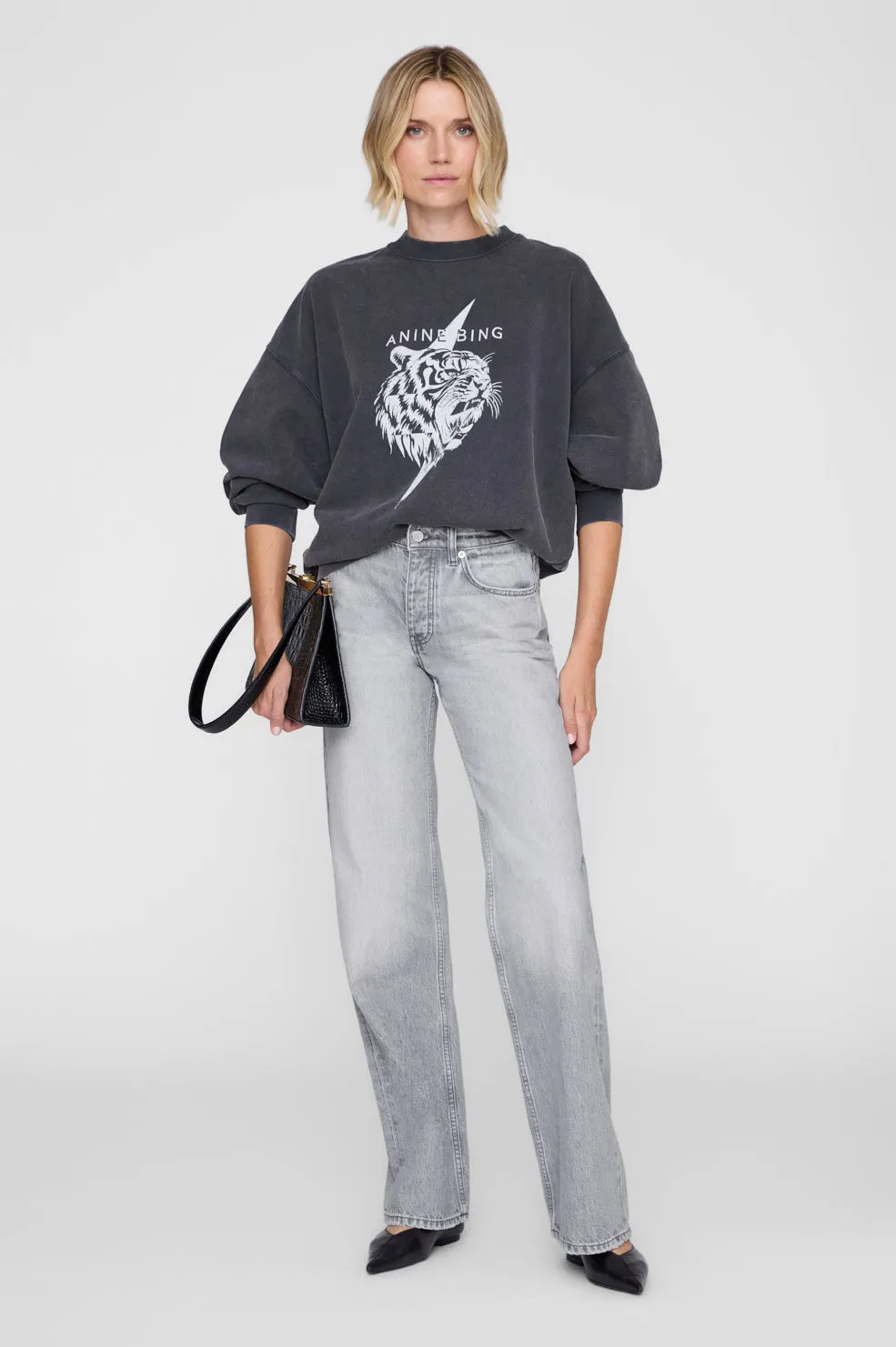 Miles Sweatshirt Tiger - Vintage Black sold by Anine Bing