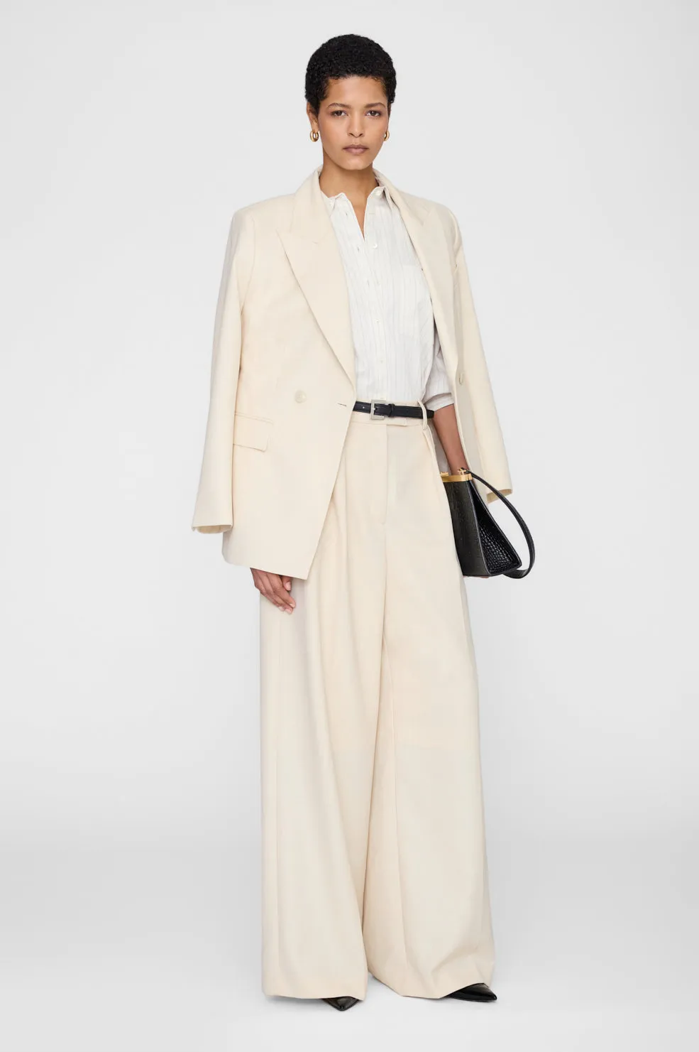 Essie Cropped Shirt - Cream Pinstripe sold by Anine Bing product image thumbnail 2