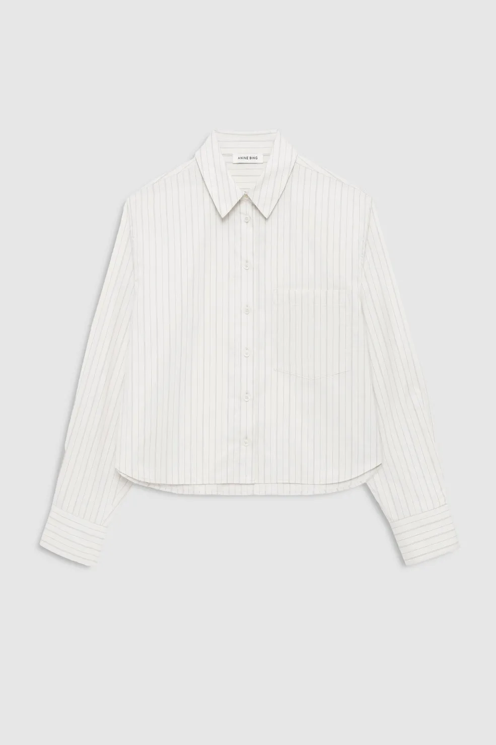 Essie Cropped Shirt - Cream Pinstripe sold by Anine Bing product image thumbnail 3