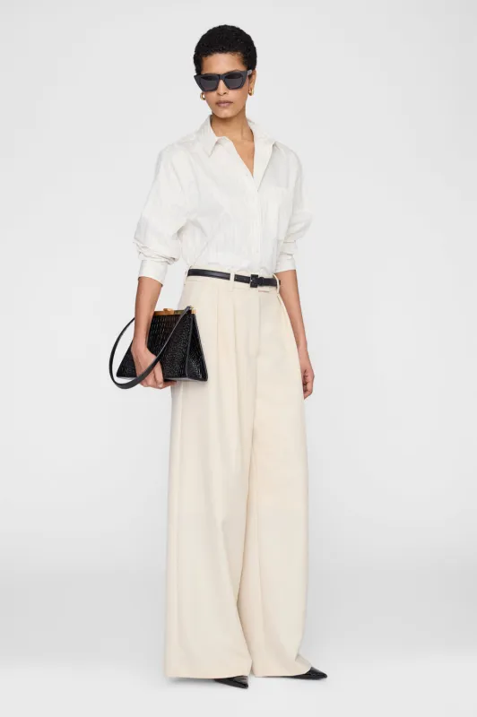 Essie Cropped Shirt - Cream Pinstripe sold by Anine Bing
