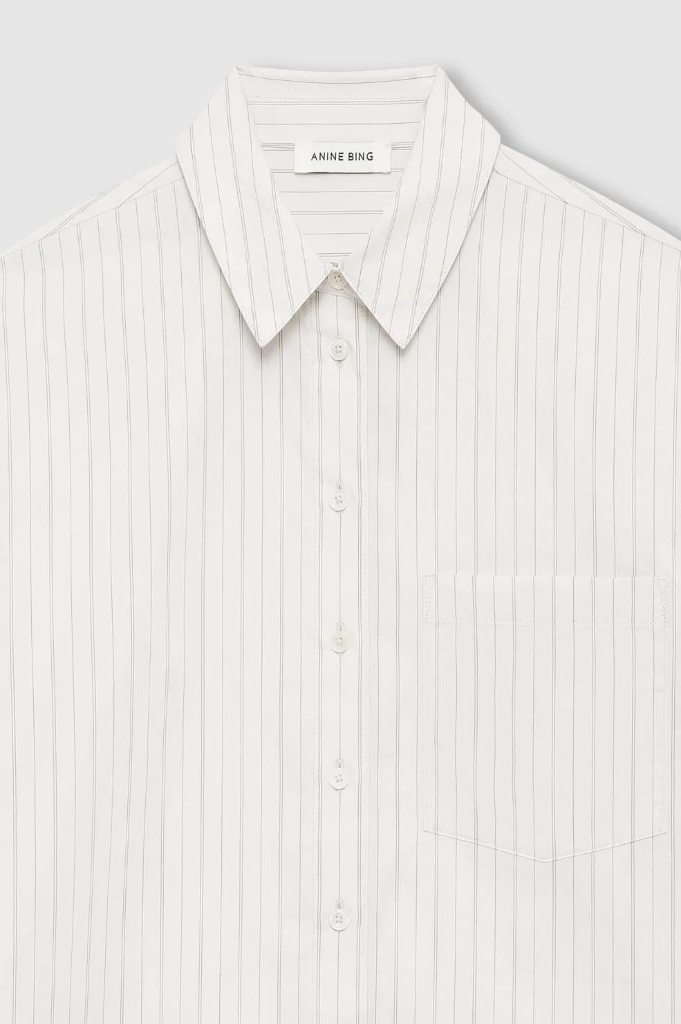 Essie Cropped Shirt - Cream Pinstripe sold by Anine Bing product image thumbnail 4