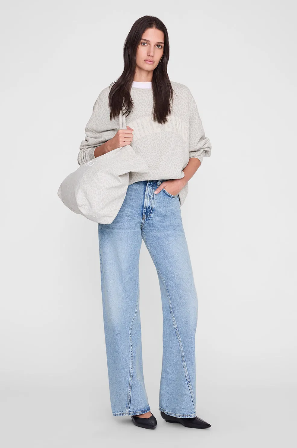 Miles Sweatshirt Anine Bing - Washed White Leopard sold by Anine Bing