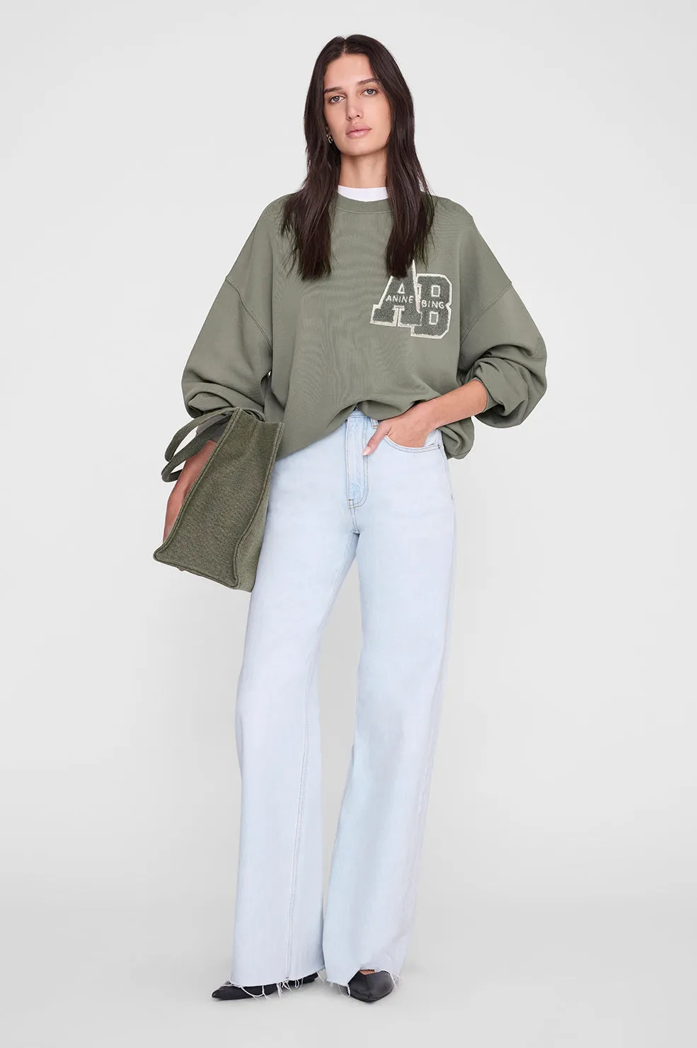 Miles Sweatshirt Letterman - Sage sold by Anine Bing