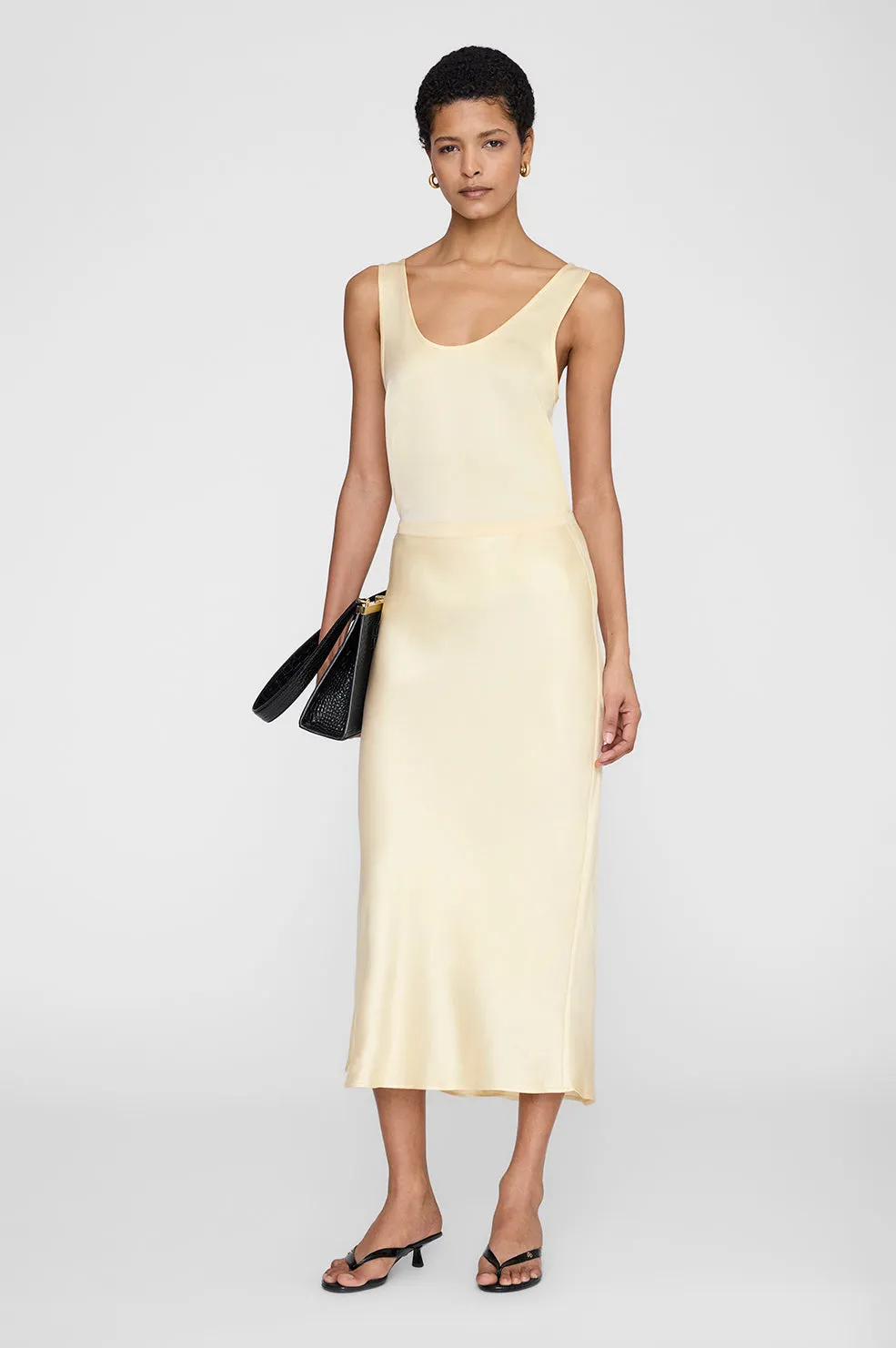 Bar Silk Skirt - Butter Yellow sold by Anine Bing