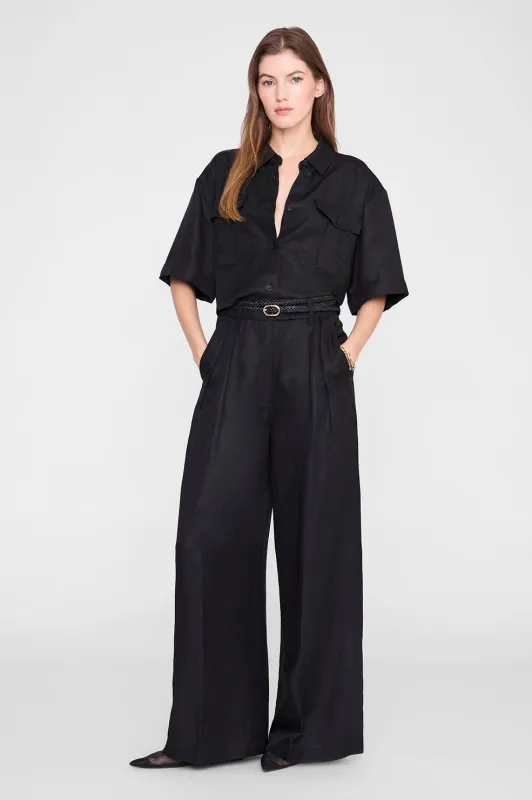 Edith Shirt - Black Linen Blend made by Anine Bing