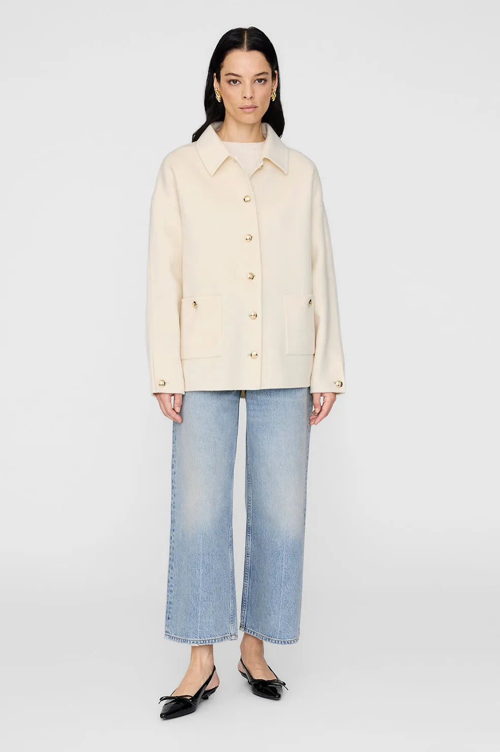 Luca Jacket - Ivory Cashmere Blend sold by Anine Bing product image thumbnail 5