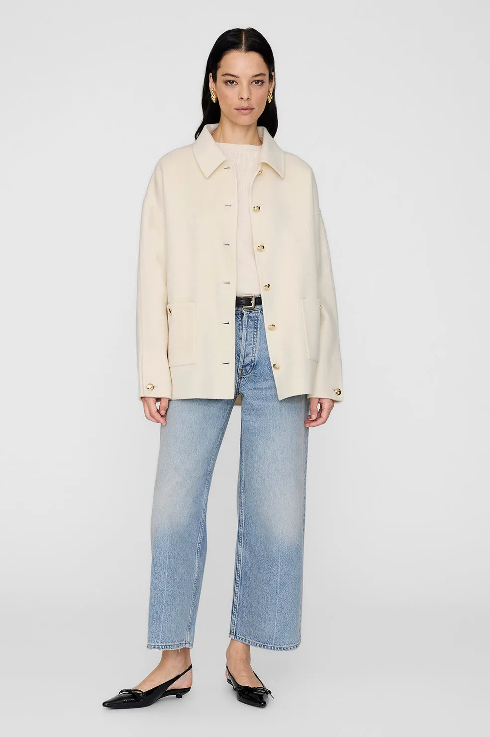 Luca Jacket - Ivory Cashmere Blend sold by Anine Bing product image thumbnail 2