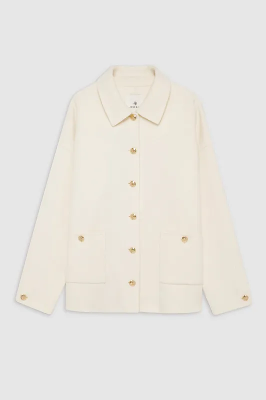Luca Jacket - Ivory Cashmere Blend made by Anine Bing