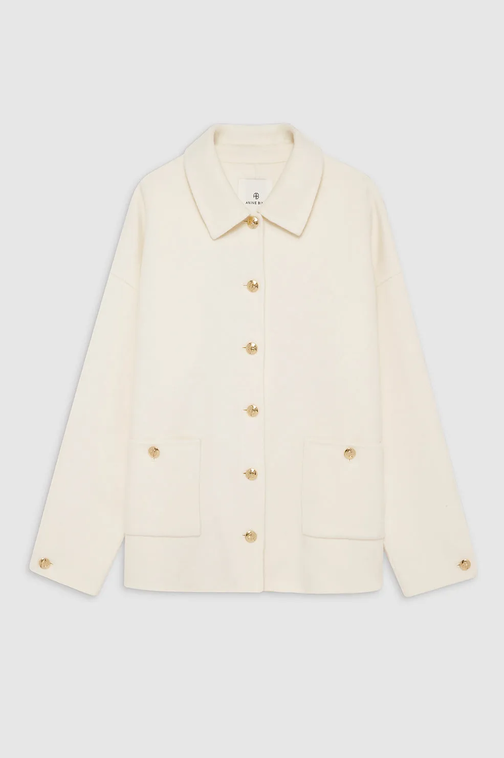 Luca Jacket - Ivory Cashmere Blend sold by Anine Bing