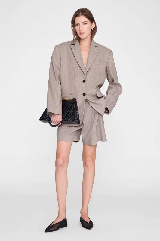 Brice Short - Taupe And Blue Pinstripe made by Anine Bing