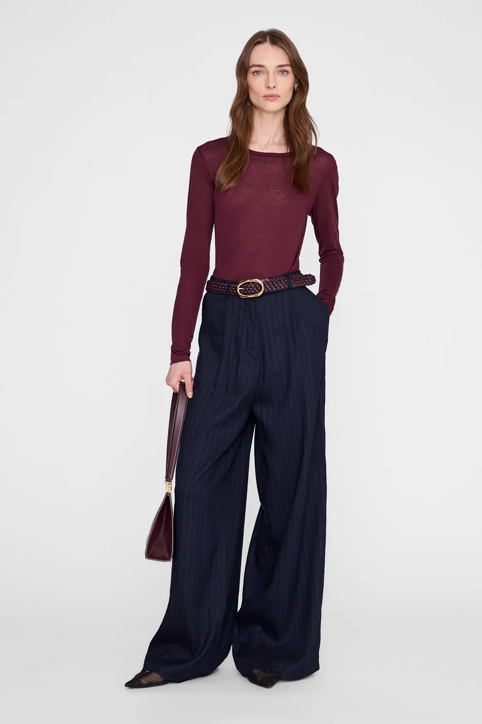 Sylvie Long Sleeve Tee - Fig sold by Anine Bing
