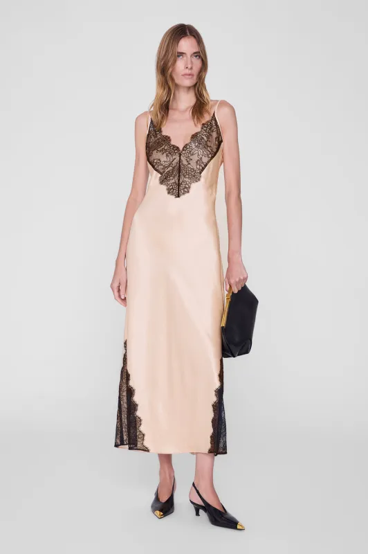 Judy Dress - Golden Beige And Black Lace made by Anine Bing