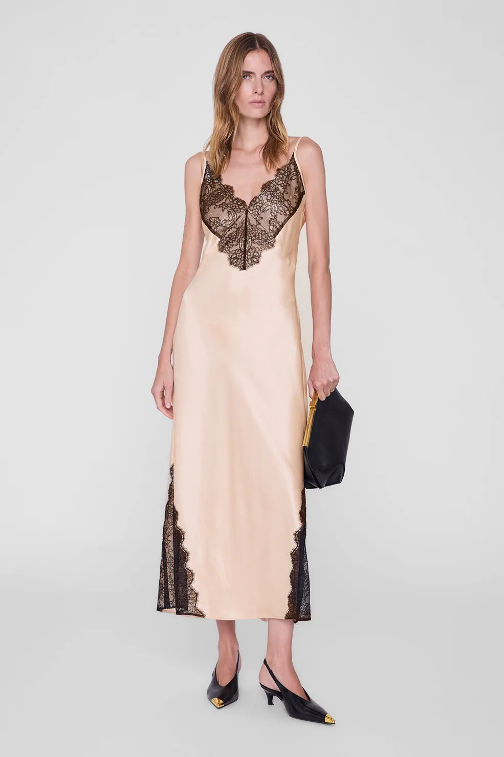 Judy Dress - Golden Beige And Black Lace sold by Anine Bing