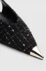 Nina Heels with Metal Toe Cap - Black and White Tweed sold by Anine Bing