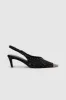 Nina Heels with Metal Toe Cap - Black and White Tweed sold by Anine Bing