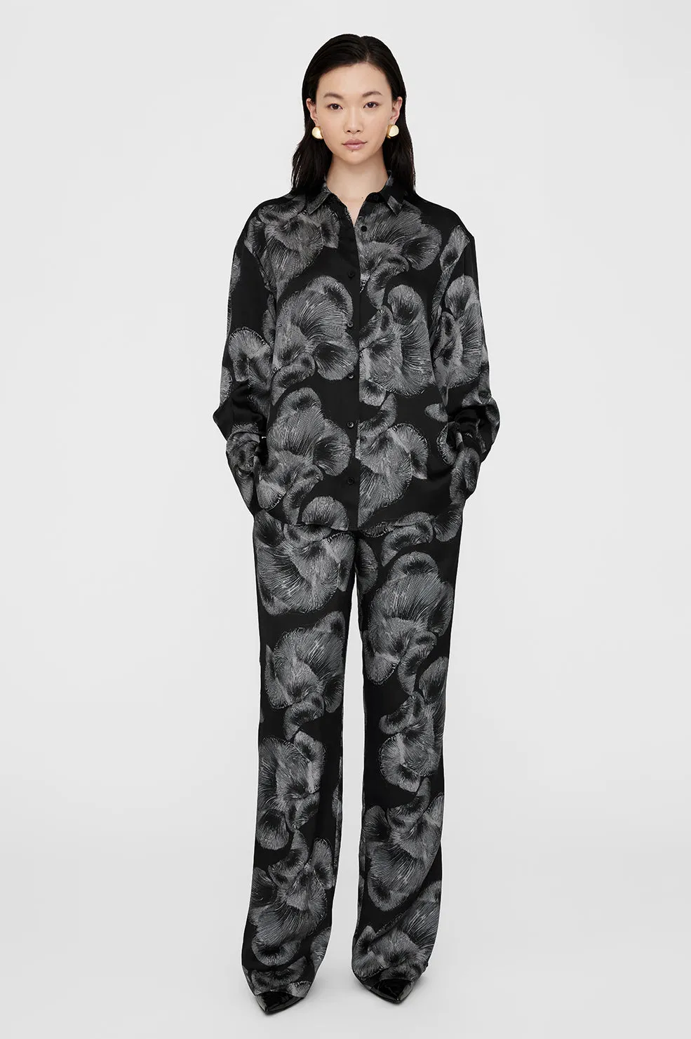 Avalon Shirt - Black Mushroom Print sold by Anine Bing