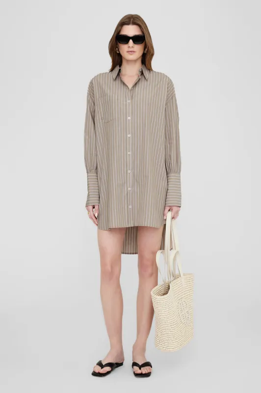 Lake Dress - Taupe And White Stripe sold by Anine Bing