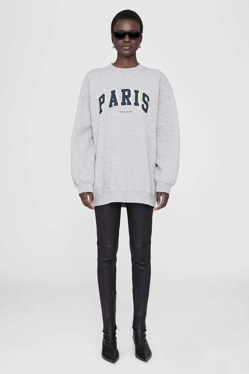 Tyler Sweatshirt Paris - Heather Grey sold by Anine Bing