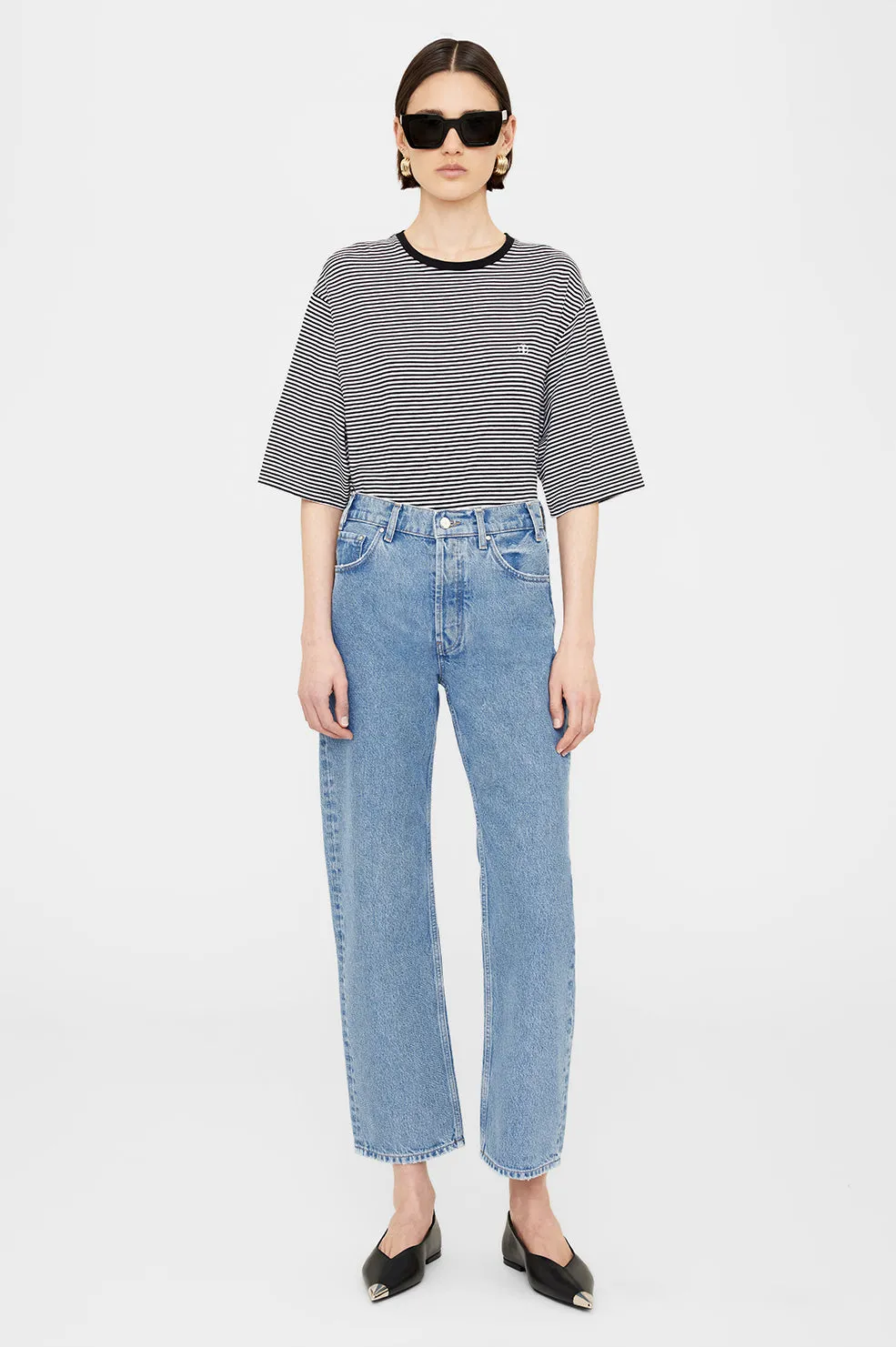 Bo Tee - Black And White Stripe sold by Anine Bing