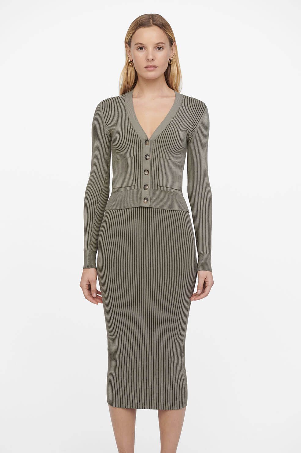 Layla Cardigan - Green Khaki And Olive sold by Anine Bing