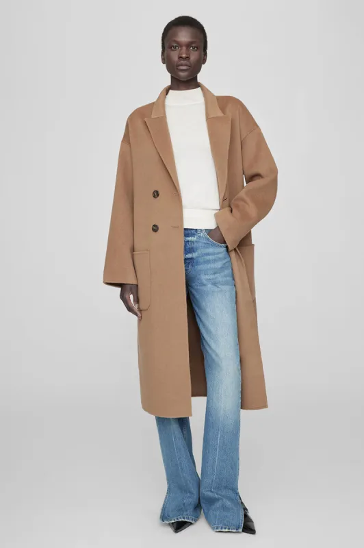 Dylan Coat - Camel Cashmere Blend sold by Anine Bing