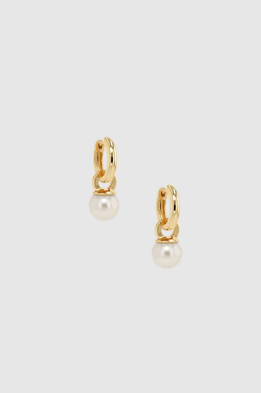 Chunky Hoops With Pearl Charms - 14k Gold sold by Anine Bing
