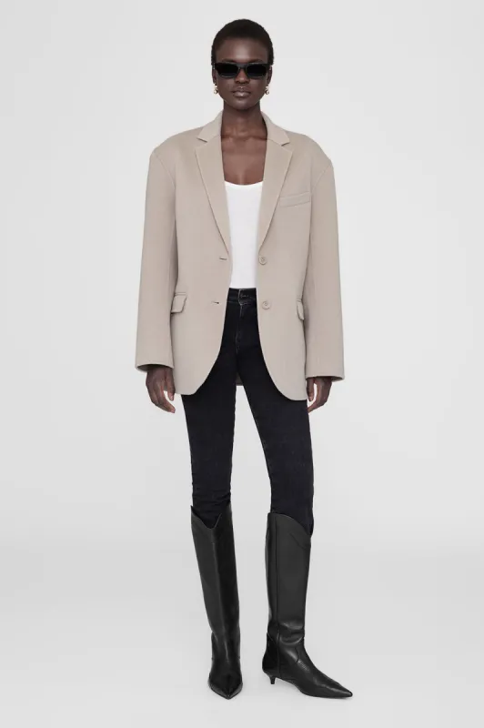 Quinn Blazer - Taupe Cashmere Blend sold by Anine Bing