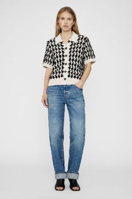 Tommy Cardigan - Black And Cream Houndstooth sold by Anine Bing