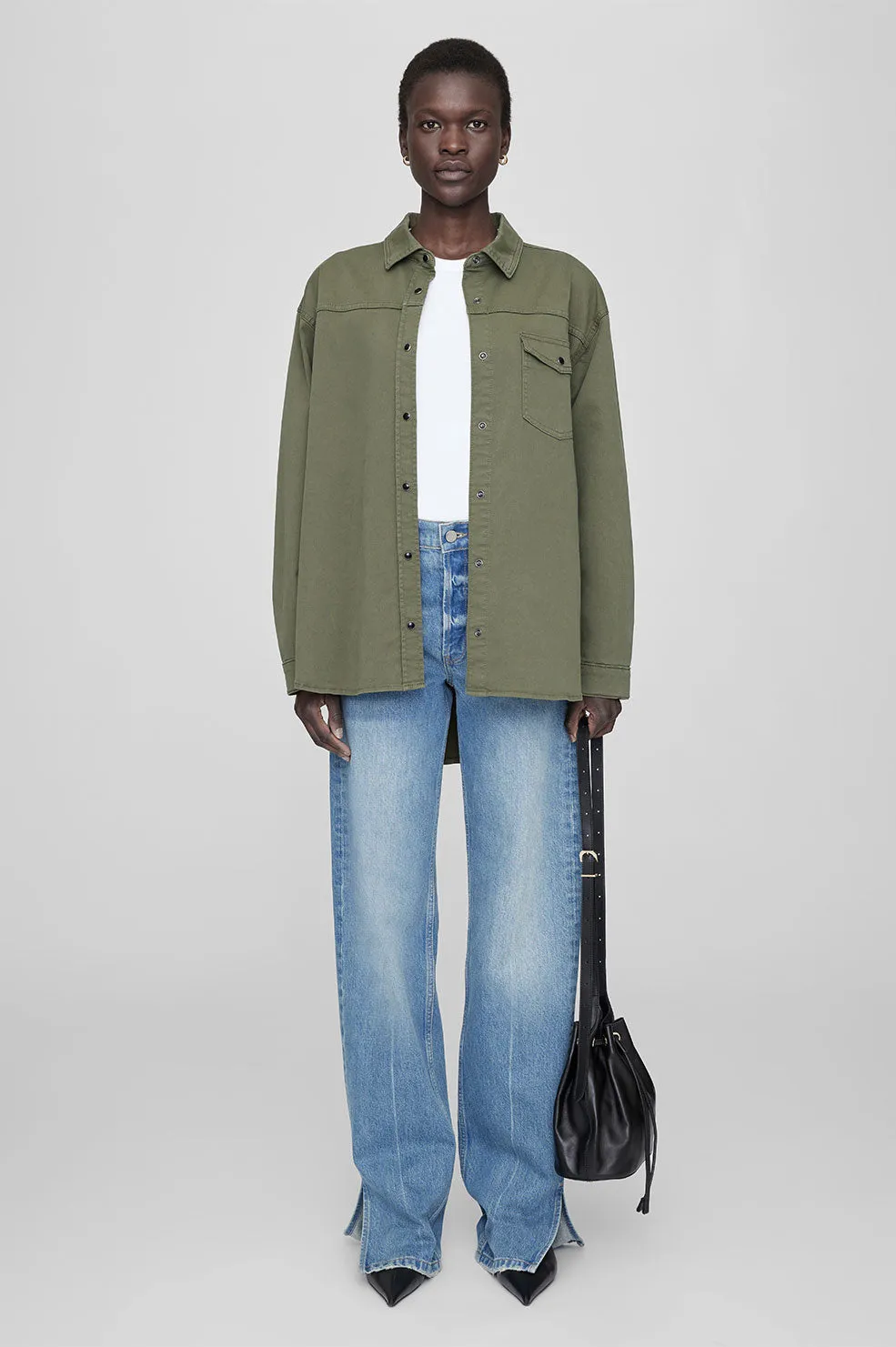 Simon Shirt - Army Green sold by Anine Bing