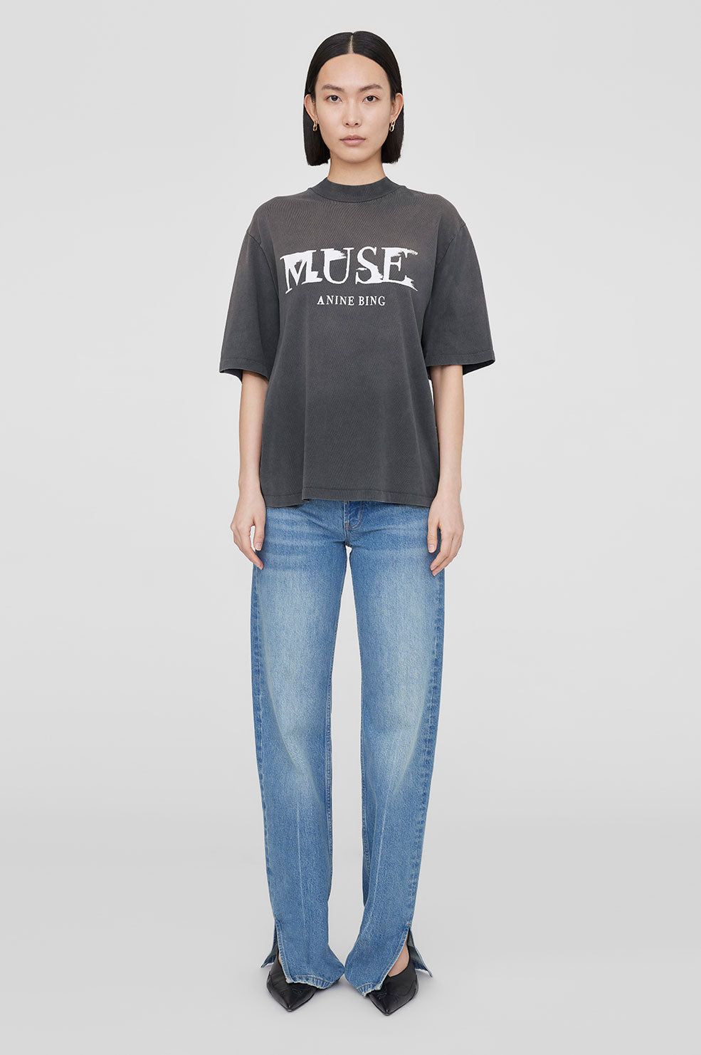 Wes Tee Painted Muse - Washed Faded Black sold by Anine Bing