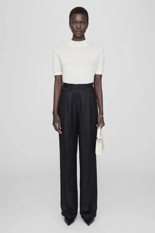 Carrie Pant - Black Linen Blend sold by Anine Bing