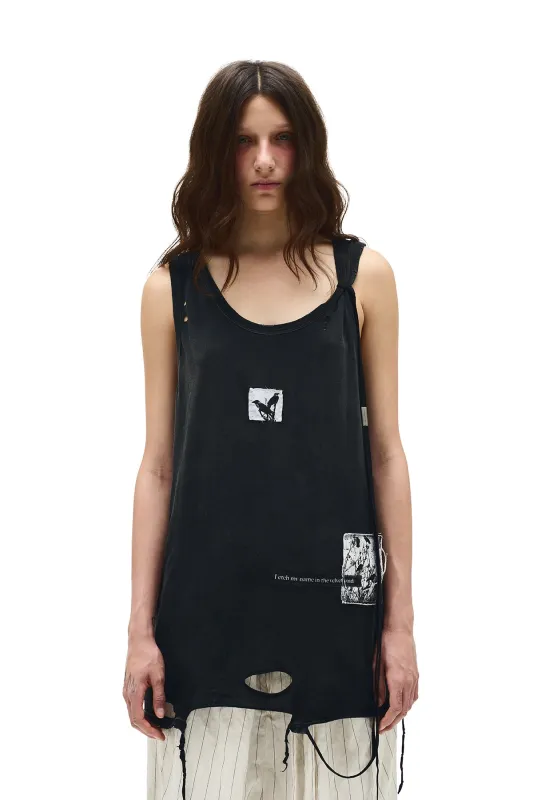 Zina Standard Tank Top With Printed Patch made by Ann Demeulemeester