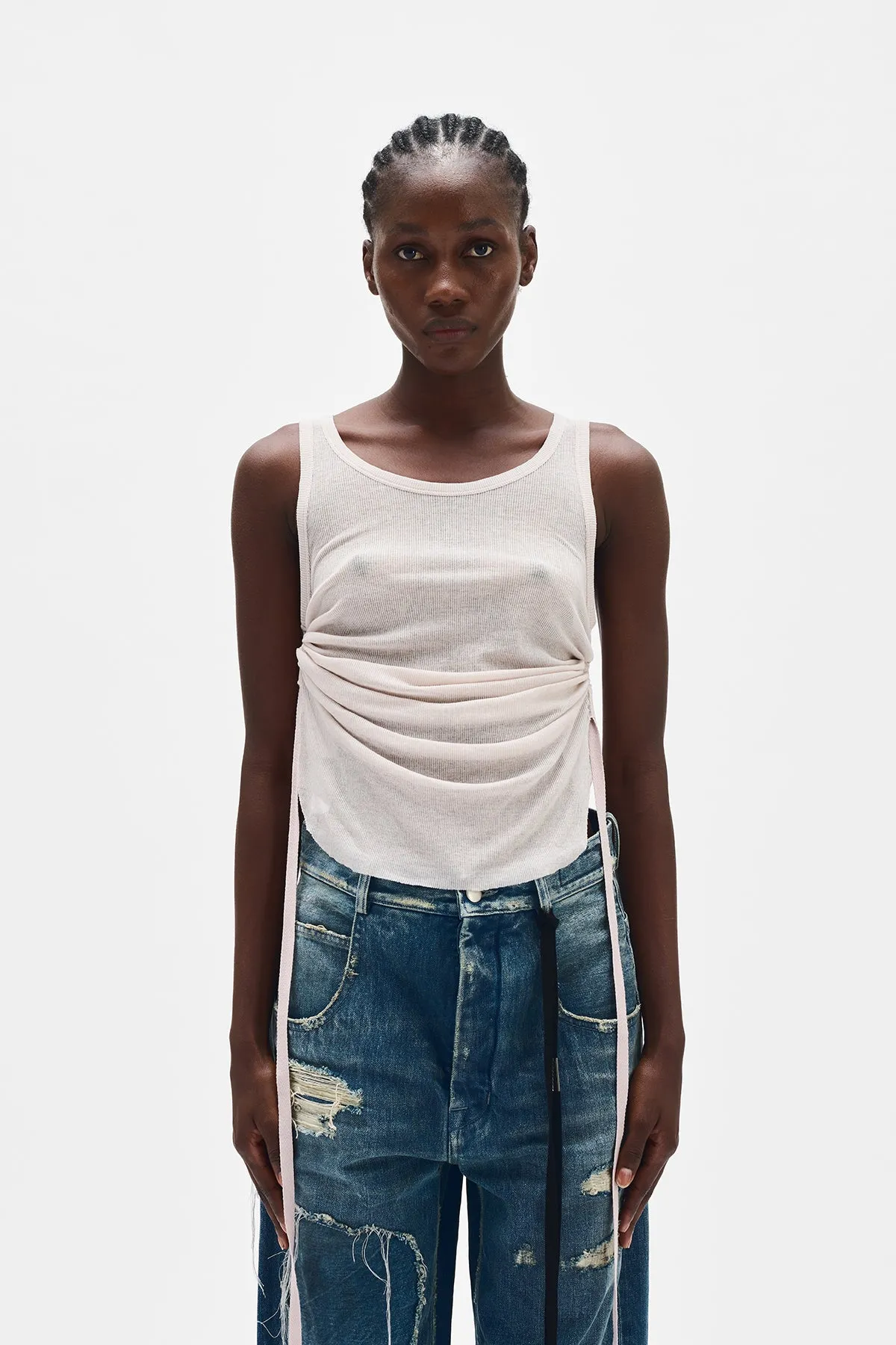 Mara Wrinkled Cropped Tank Top sold by Ann Demeulemeester