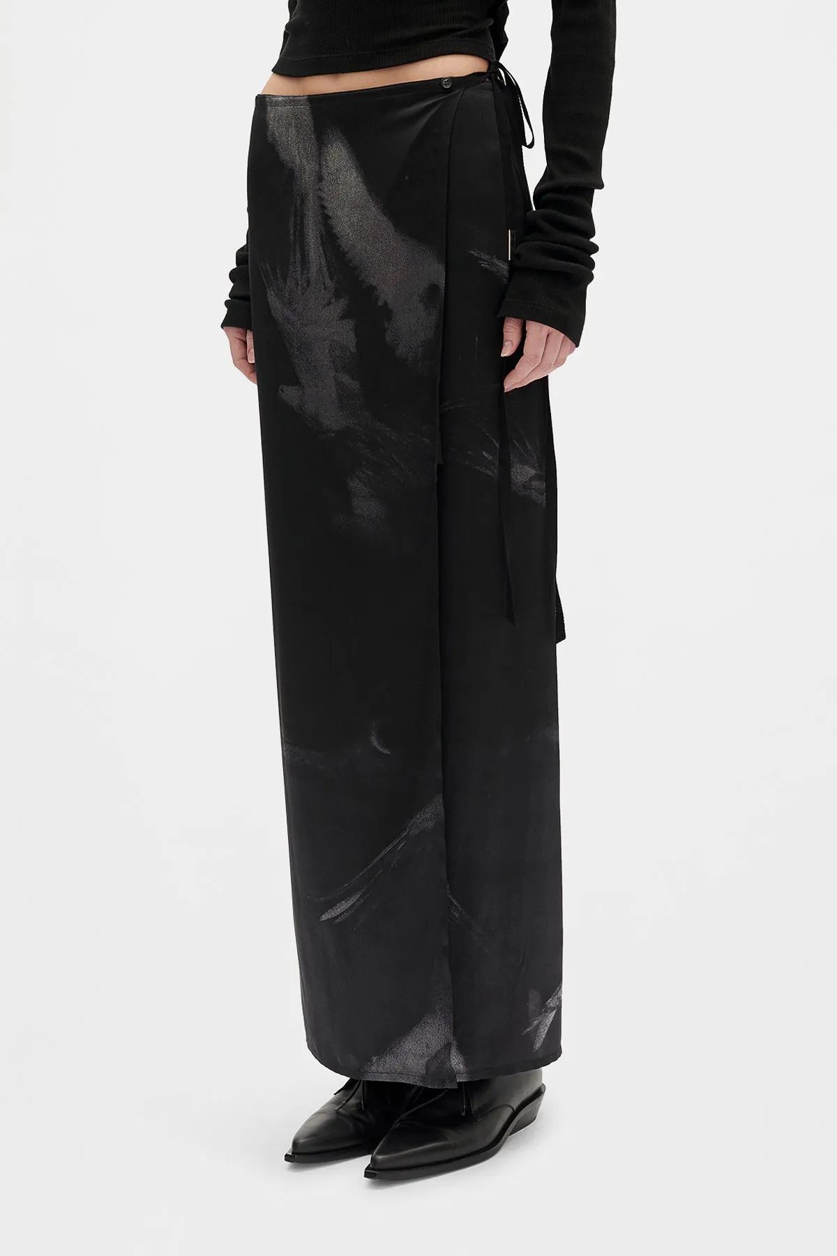 Oku Printed Long Wrap Skirt sold by Ann Demeulemeester product image thumbnail 2