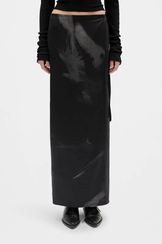 Oku Printed Long Wrap Skirt made by Ann Demeulemeester
