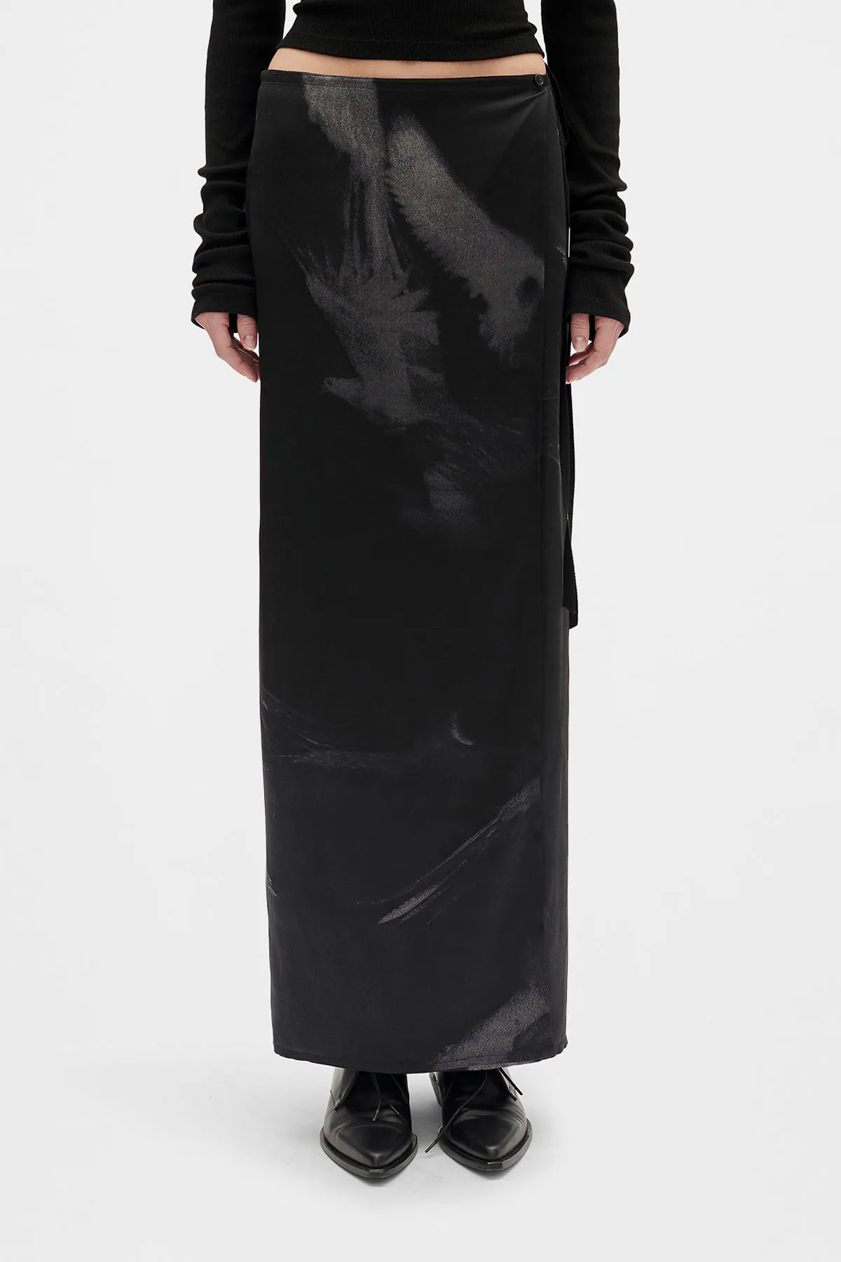 Oku Printed Long Wrap Skirt sold by Ann Demeulemeester