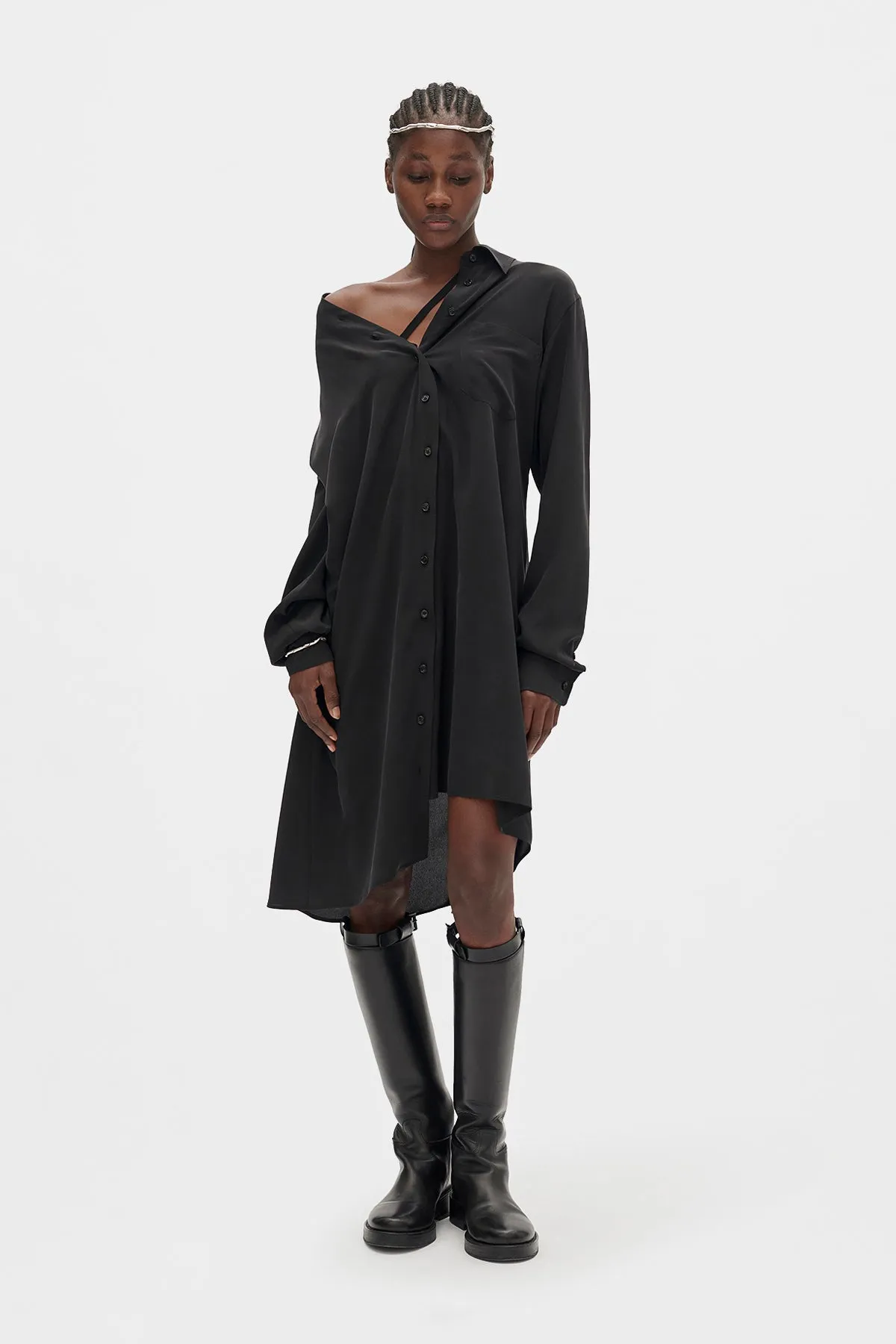 Halina Drop Shoulder Shirt Dress sold by Ann Demeulemeester product image thumbnail 5