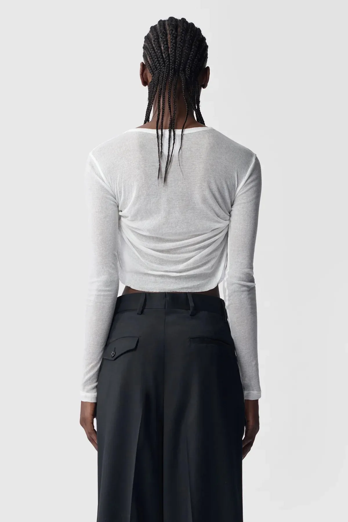 Oke Long Sleeve Cropped Top sold by Ann Demeulemeester product image thumbnail 3