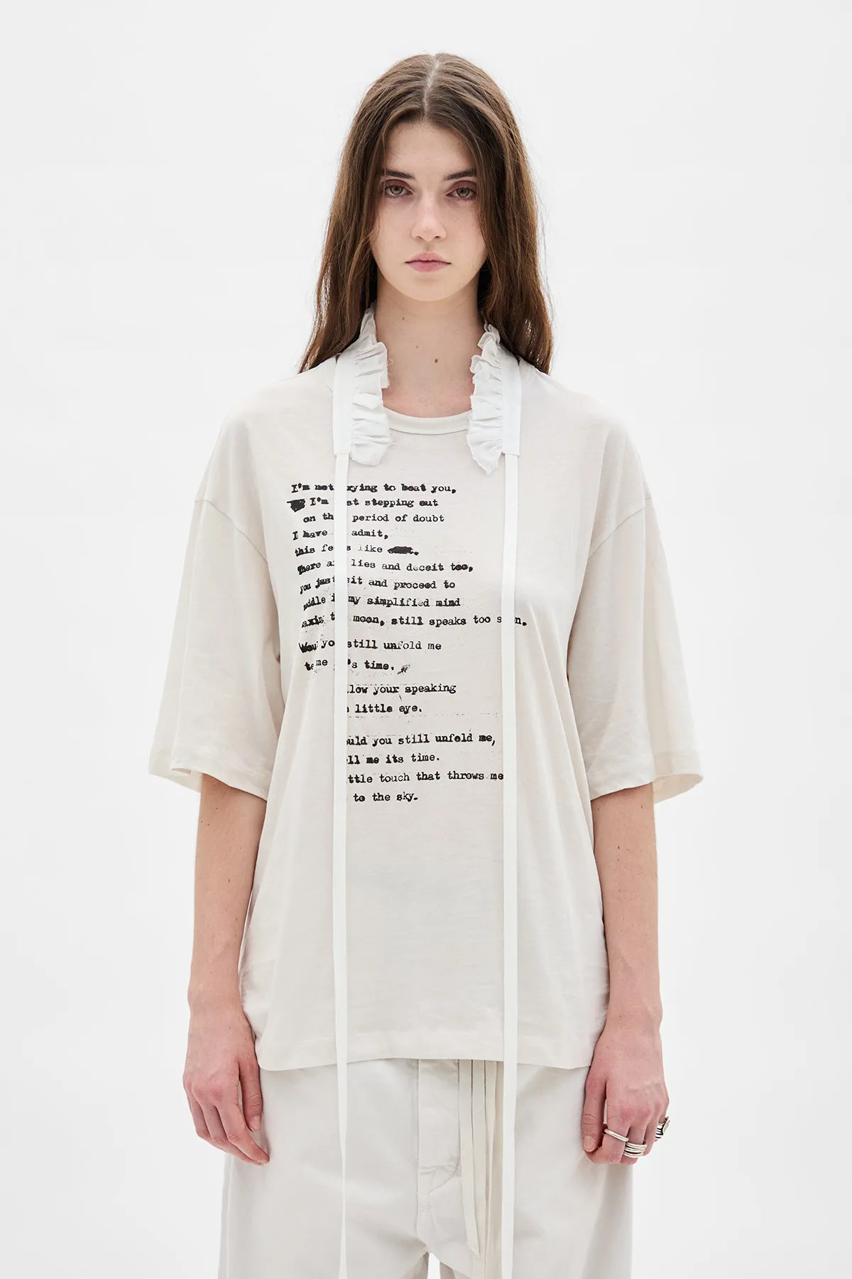 Agapi Printed High Comfort T-Shirt with Detachable Collar sold by Ann Demeulemeester