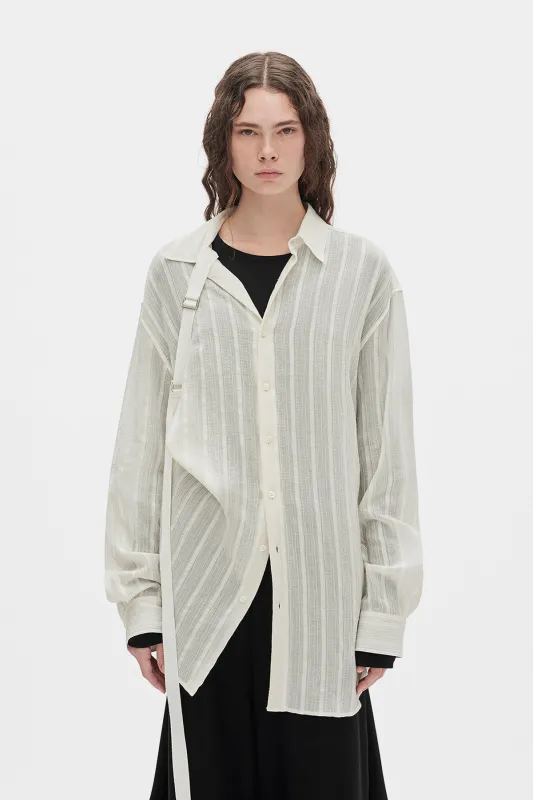 Ebba Dobby Stripe Shirt with Adjustable Strap sold by Ann Demeulemeester