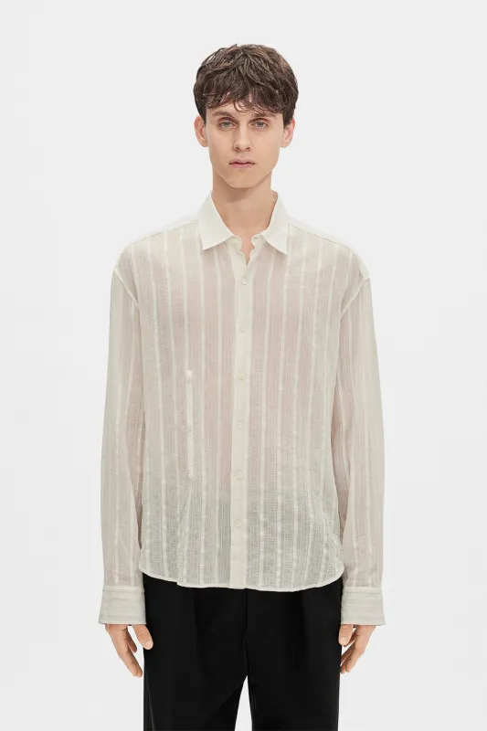 Isak Twisted Light Dobby Stripe Shirt sold by Ann Demeulemeester
