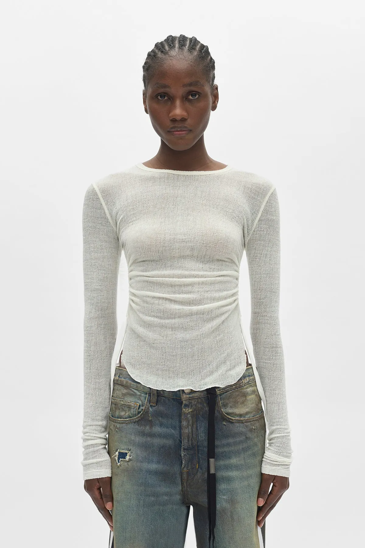 Oke Long Sleeve Crop Top sold by Ann Demeulemeester