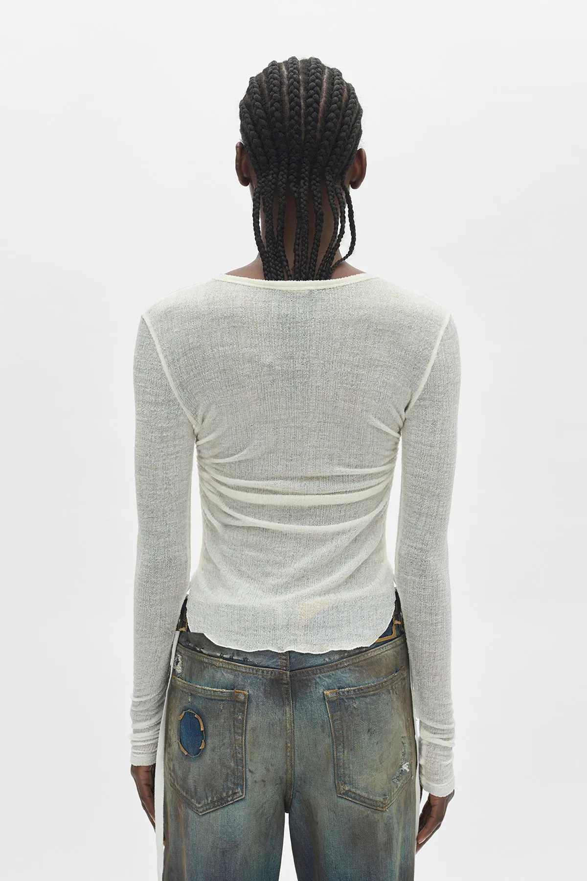Oke Long Sleeve Crop Top sold by Ann Demeulemeester product image thumbnail 3