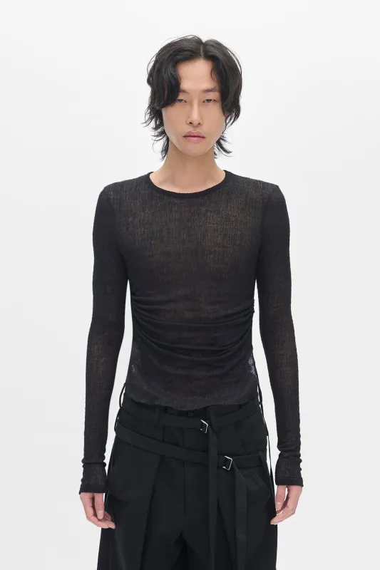 Brando Wrinkled Cropped Long Sleeve Top made by Ann Demeulemeester