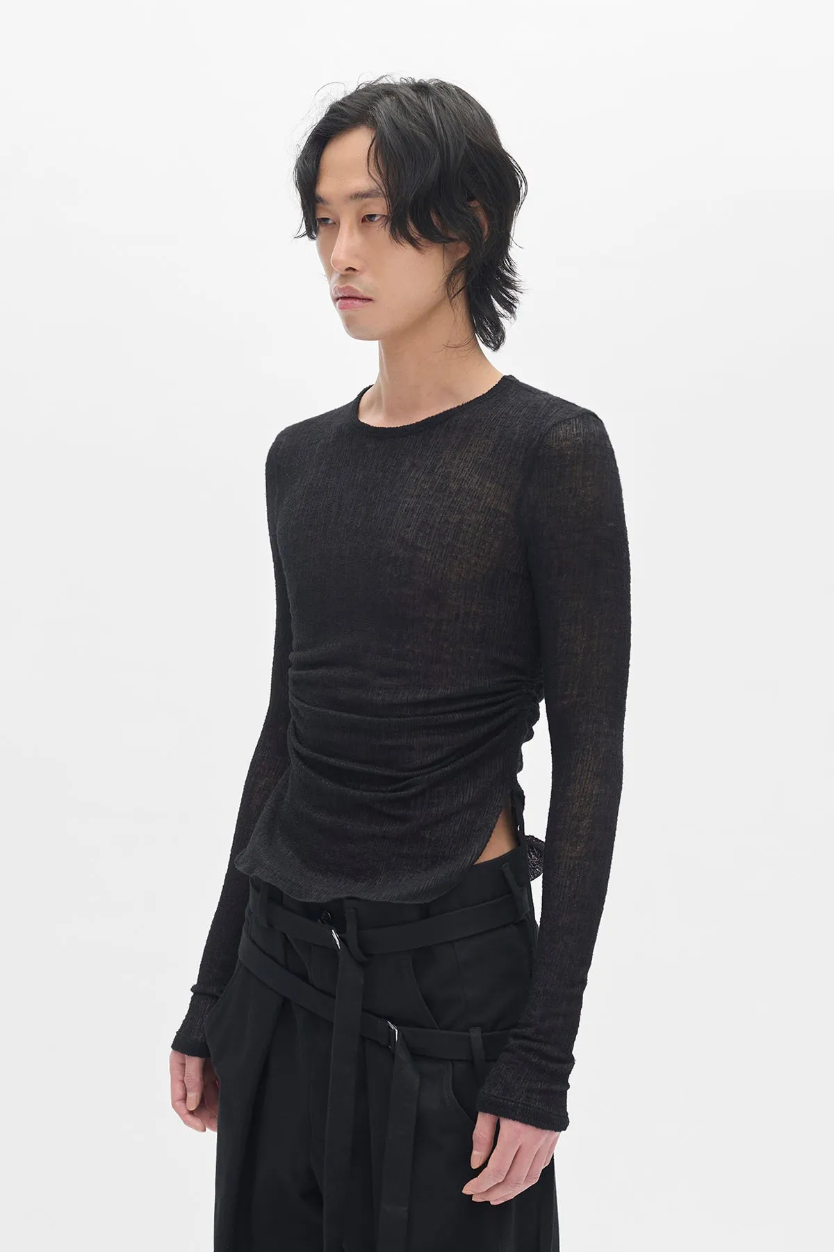 Brando Wrinkled Cropped Long Sleeve Top sold by Ann Demeulemeester product image thumbnail 2