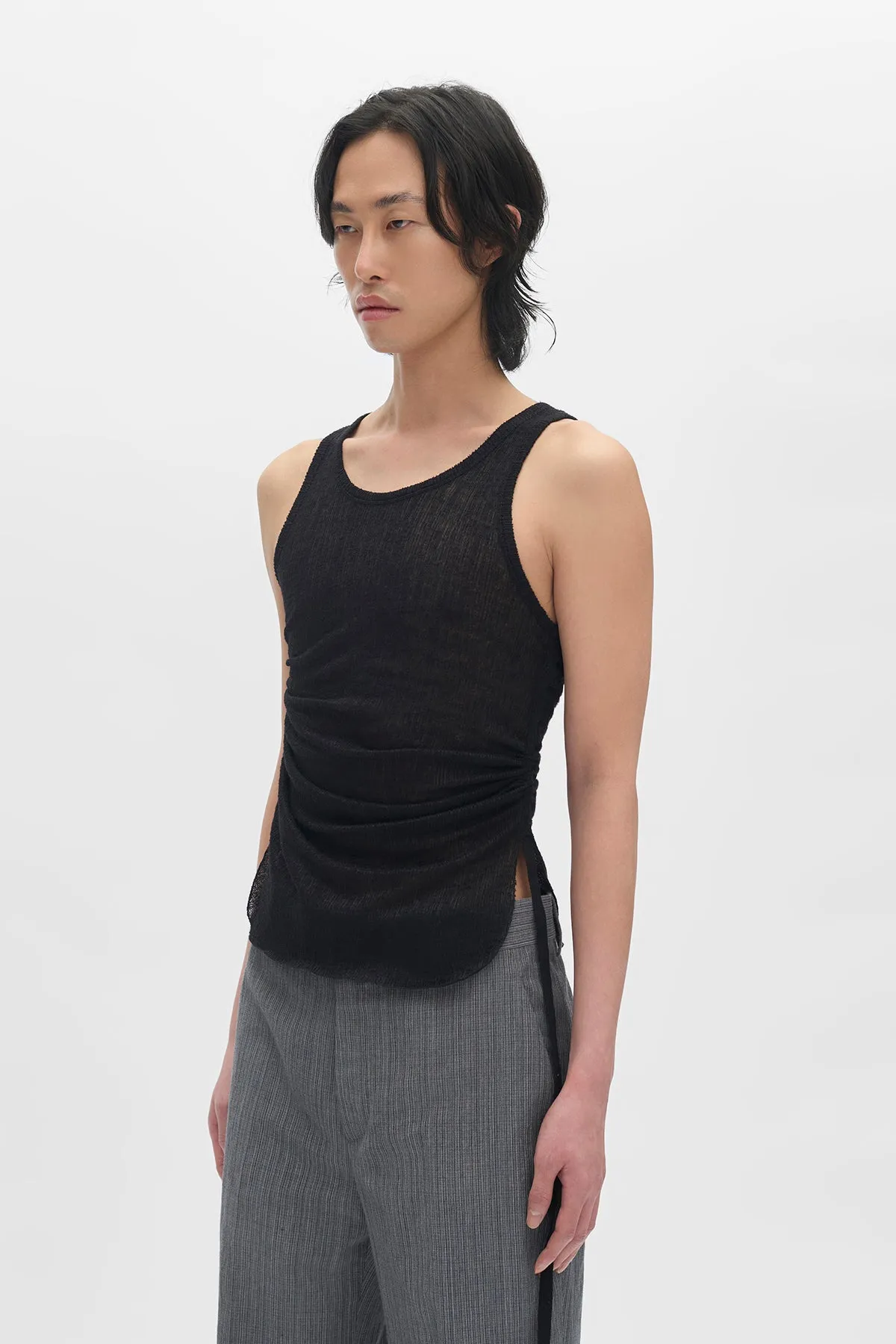 Boris Wrinlked Cropped Tank Top sold by Ann Demeulemeester product image thumbnail 2