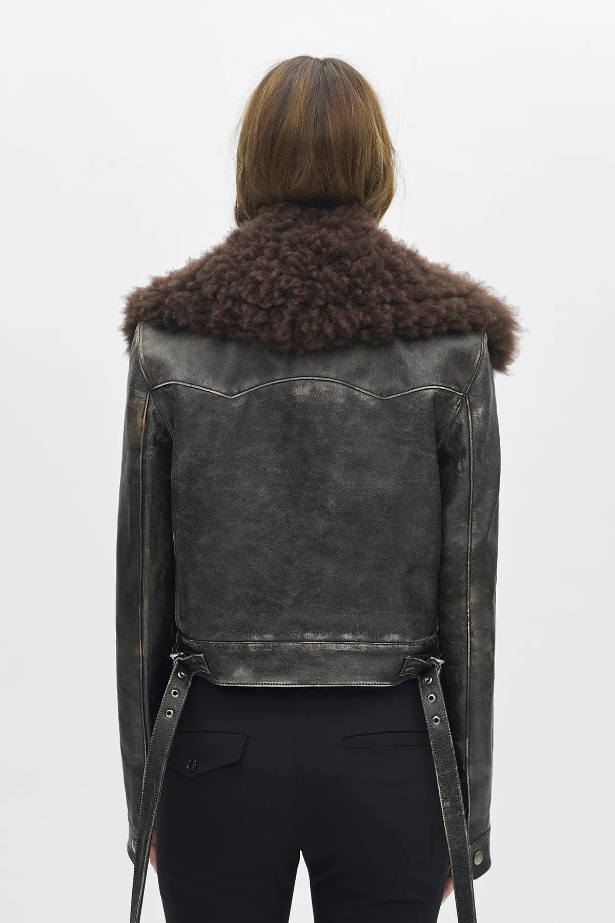 Wiebke Wool and Shearling Perfecto sold by Ann Demeulemeester product image thumbnail 3