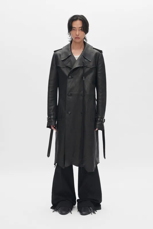 Flupke Double-Breasted Leather Coat sold by Ann Demeulemeester