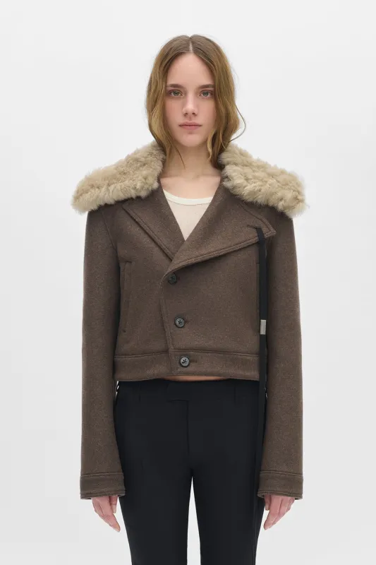 Wiebke Wool and Shearling Perfecto made by Ann Demeulemeester