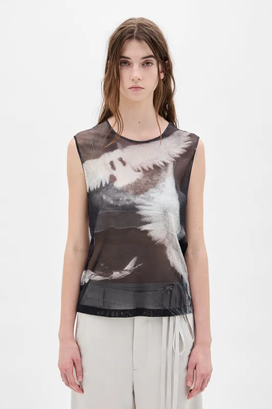 Doves Printed Tulle Top sold by Ann Demeulemeester